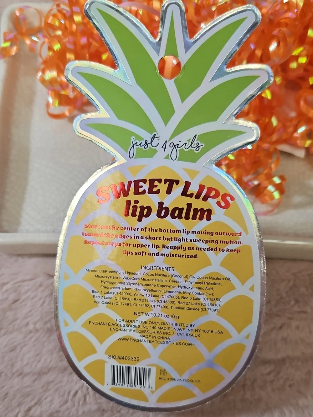 Just 4 girls SWEET LIPS PINEAPPLE LIP BALM 3-PC